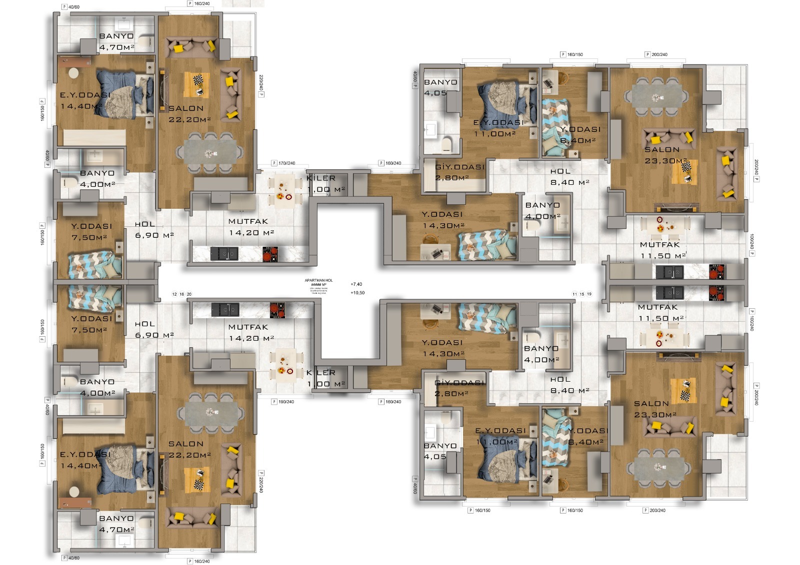 Özger Evleri Kat Planları Çatı Dubleksleri